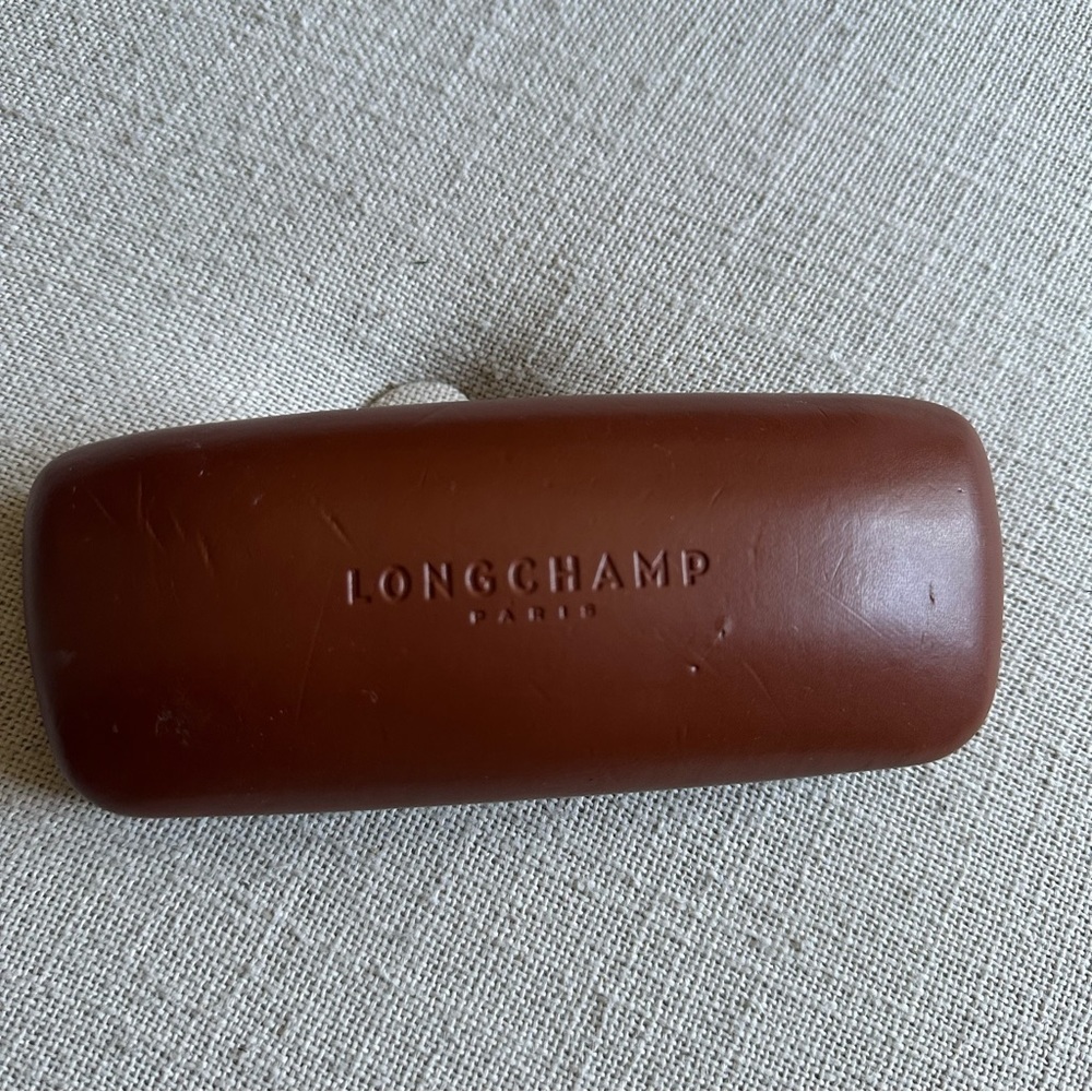 🟣4/$20 Longchamp Paris Eyeglasses Case Leather Brown